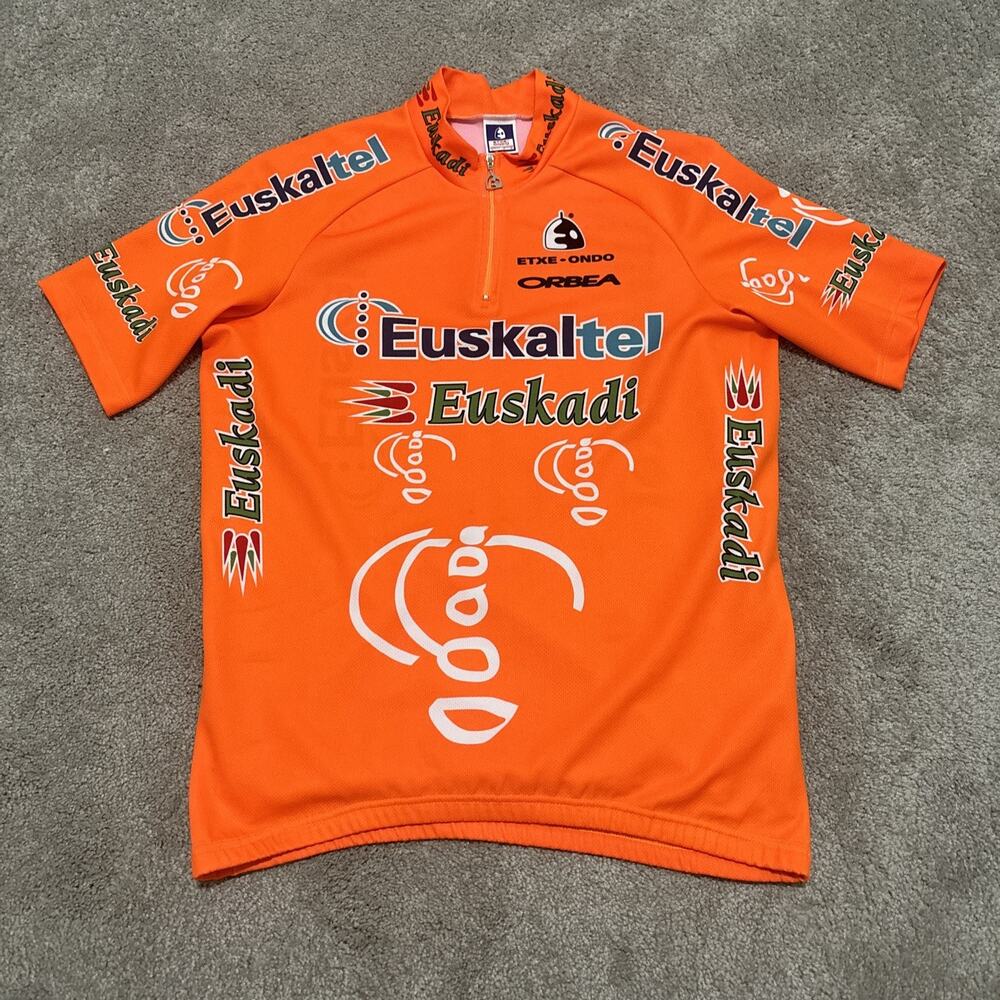 Etxeondo Euskaltel Cycling Jersey Orange 1/4 Zip Orbea Euskadi Spain Size XL
